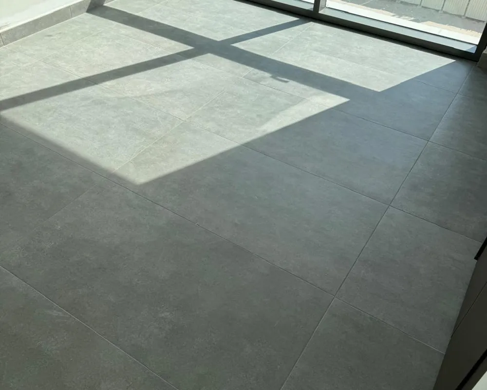 grey floor tile work